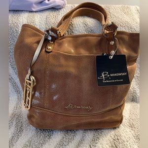 B Makowsky Leather Bag Tan